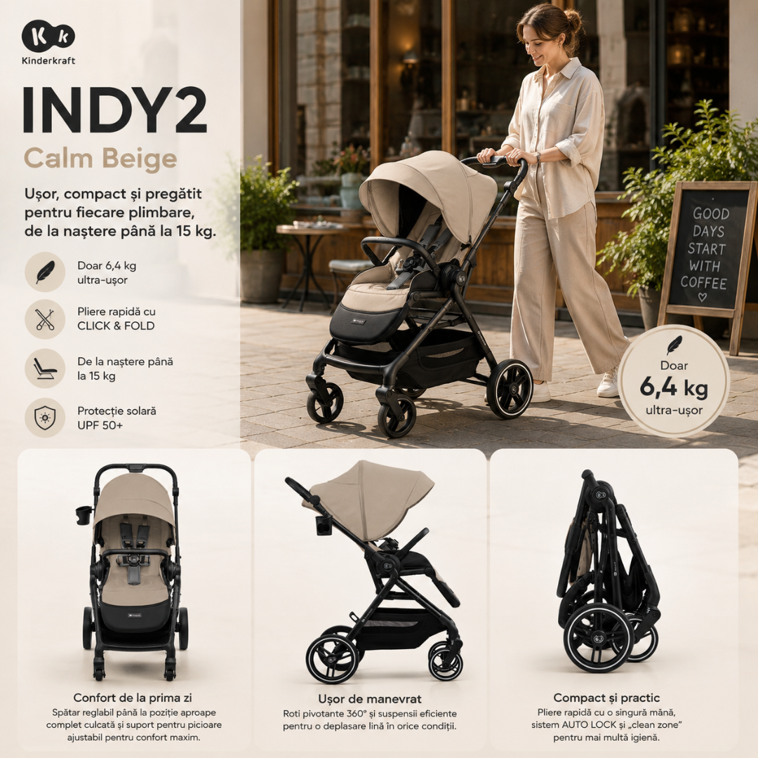 Carucior Kinderkraft INDY2 Calm Beige